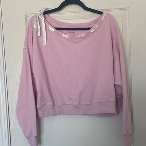 Hollister Light Pink Sweatshirt with Ribbon Detail
